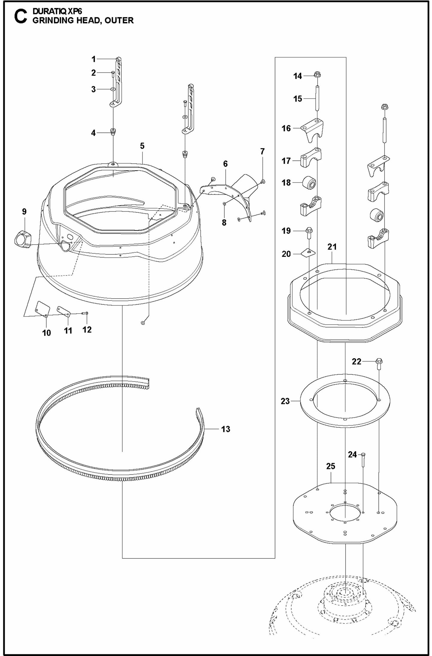 HTC XP6 Grinding Head, Outer Assembly Parts