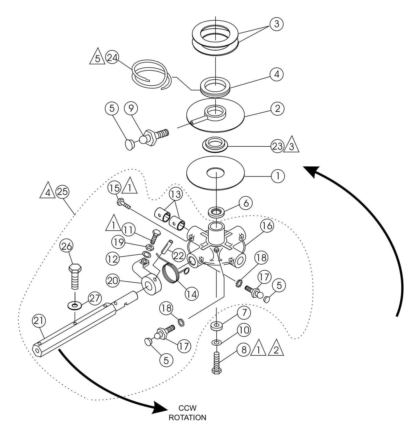 HTH-Series 4-Blade Spider (Right) Assembly Parts By Multiquip Whiteman
