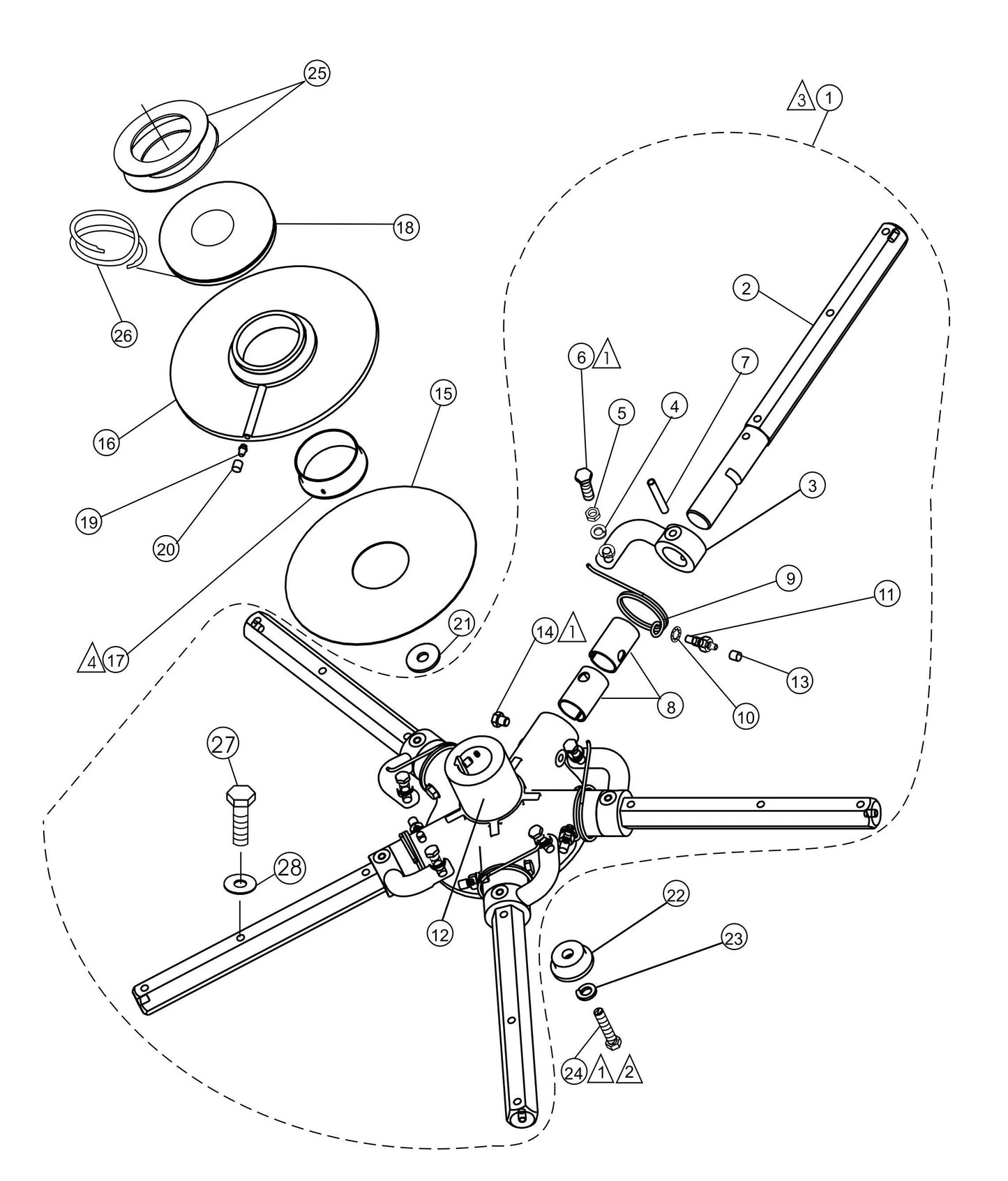 HTH-Series 5-Blade Spider (Left) Assembly Parts By Multiquip Whiteman