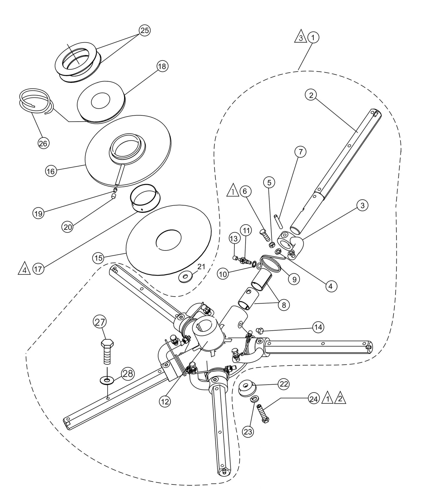 HTH-Series 5-Blade Spider (Right) Assembly Parts By Multiquip Whiteman