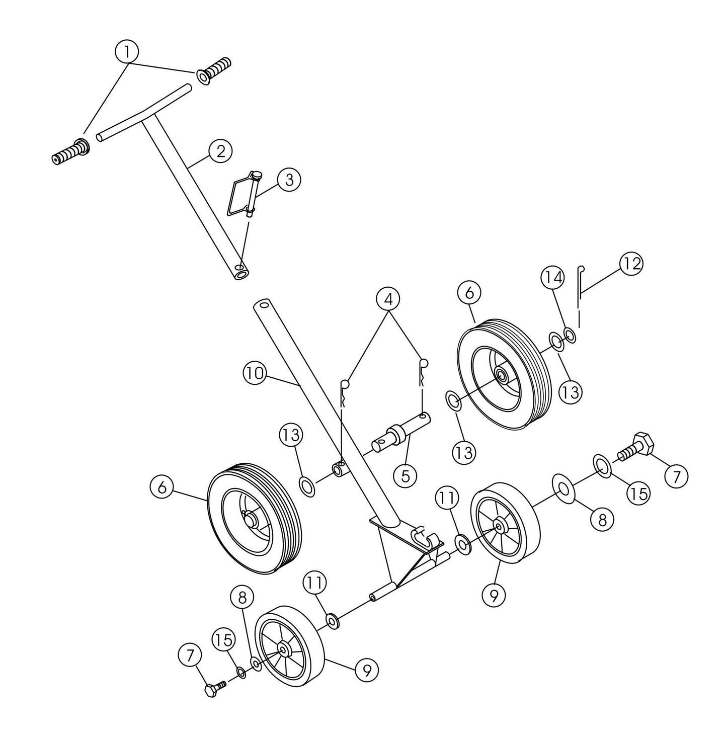 HTH-Series E-Z Mover And Lift Handle Assembly Parts By Multiquip Whiteman