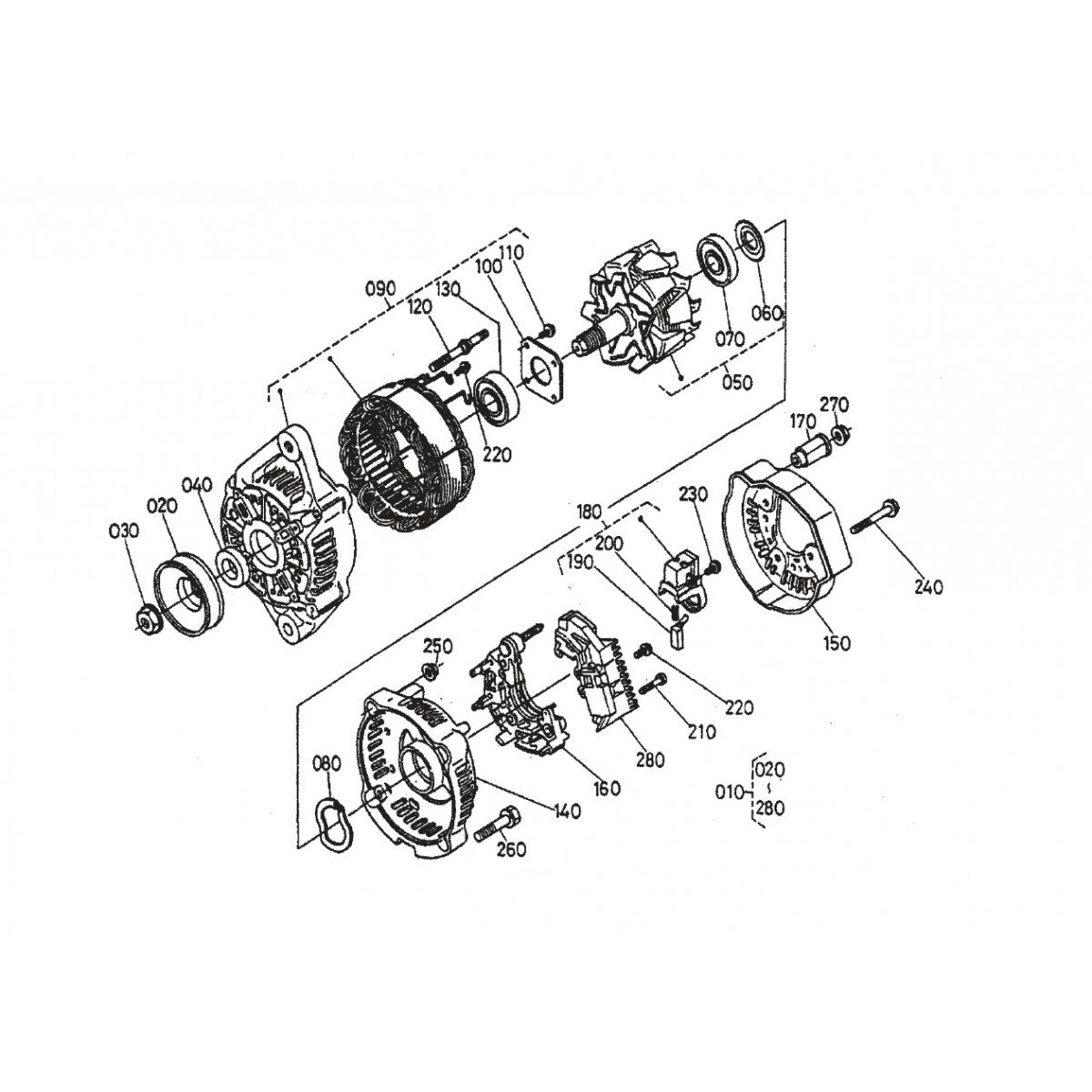 HTH44T KUBOTA V-1505— Altenator (Comp. Parts) Assembly Parts By Multiquip Whiteman