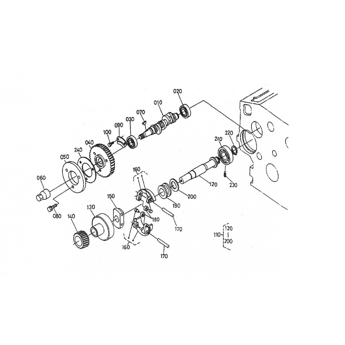 HTH44T KUBOTA V-1505— Fuel Camshaft And Govt. Shaft Assembly Parts By Multiquip Whiteman