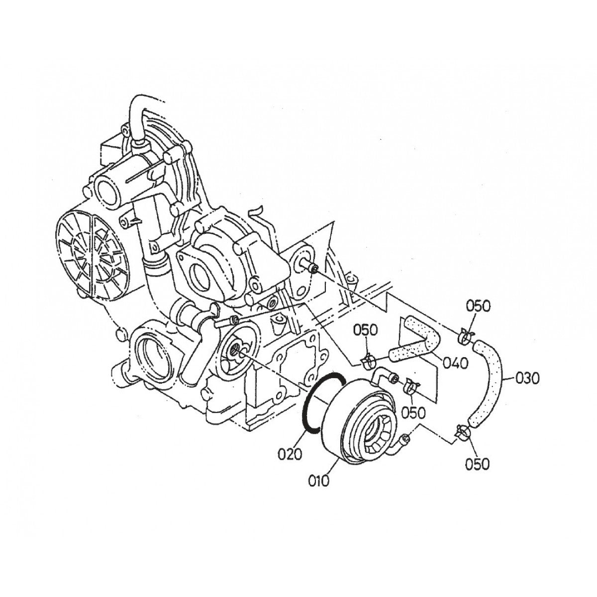 HTH44T KUBOTA V-1505— Oil Cooler Assembly Parts By Multiquip Whiteman