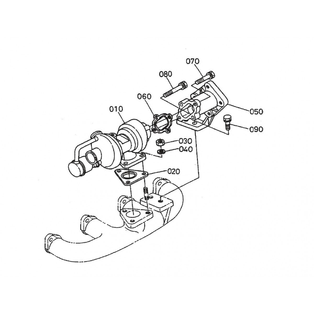 HTH44T KUBOTA V-1505— Turbo Charger Assembly Parts By Multiquip Whiteman