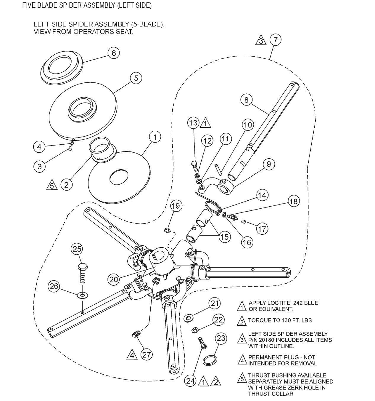 HTH44T— Five Blade Spider Assembly(Left) Parts By Multiquip Whiteman