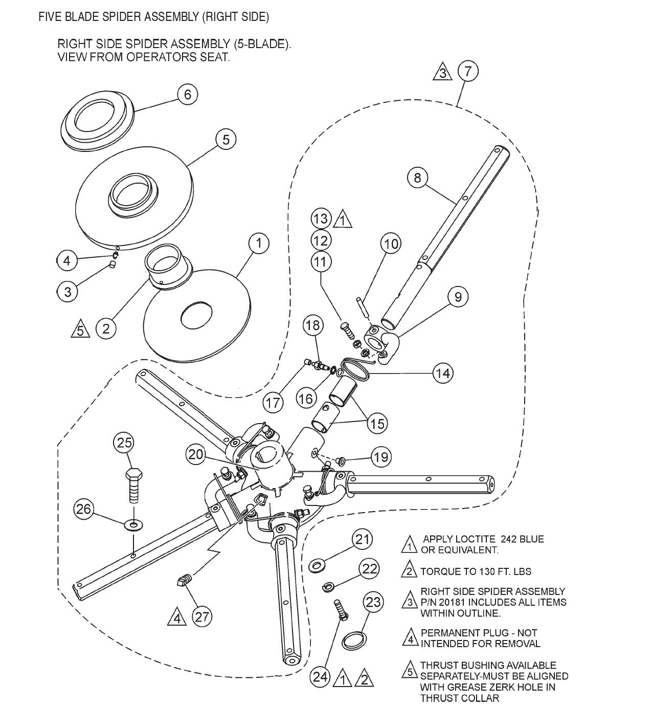 HTH44T— Five Blade Spider Assembly(Right) Parts By Multiquip Whiteman