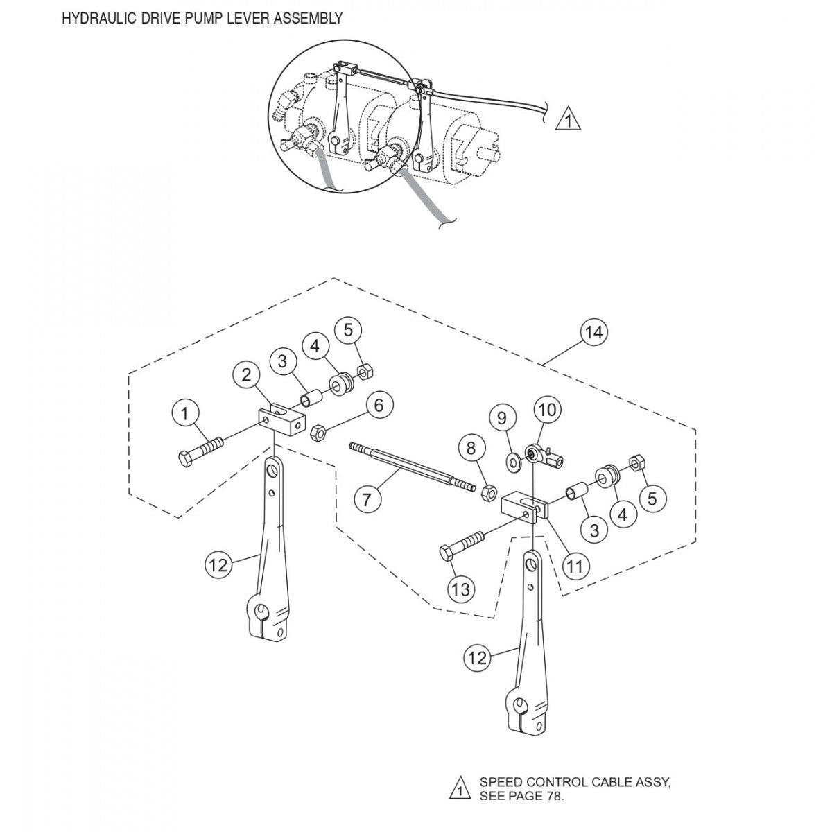 HTH44T— Hydraulic Drive Pump Lever Assembly Parts By Multiquip Whiteman