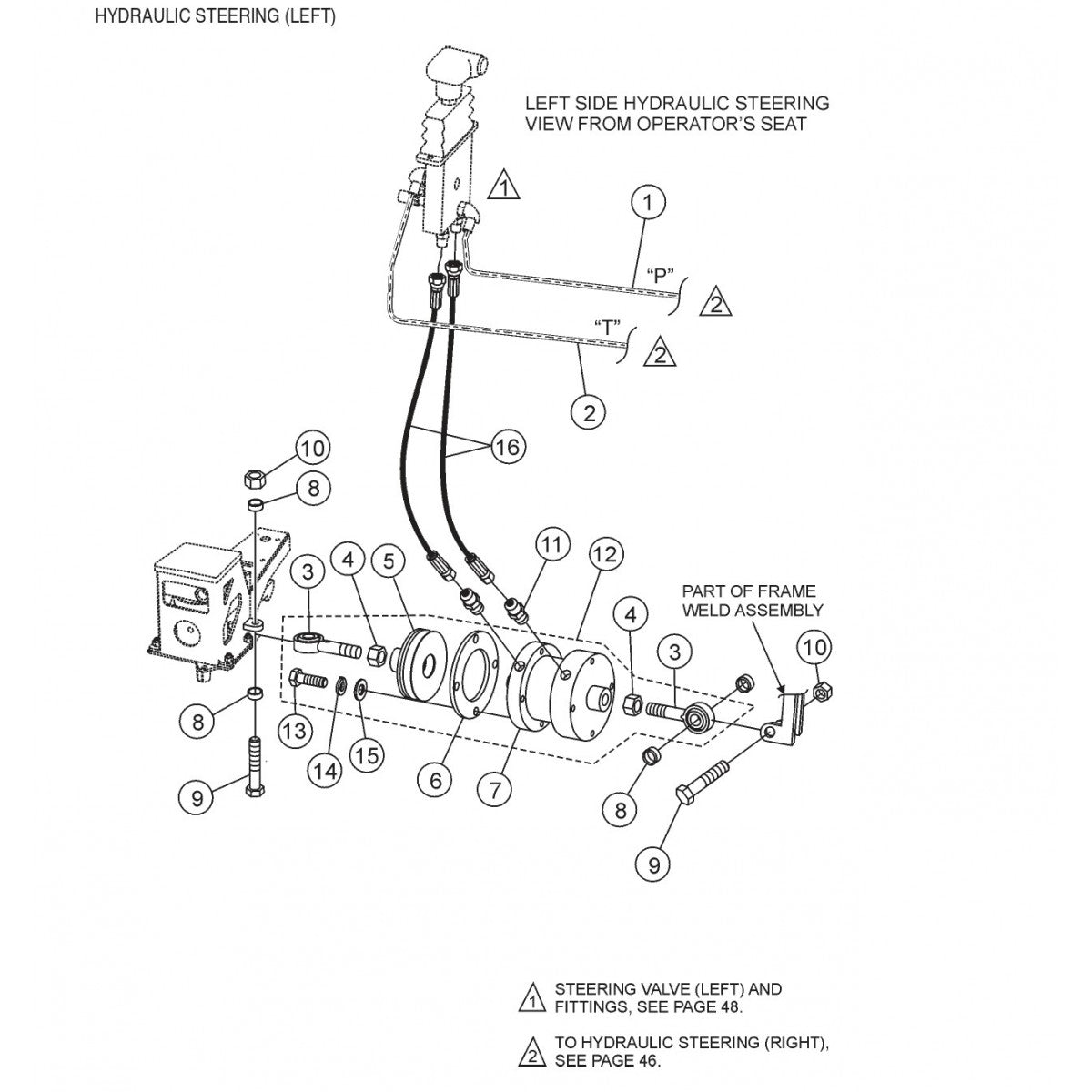 HTH44T— Hydraulic Steering (Left) Assembly Parts By Multiquip Whiteman