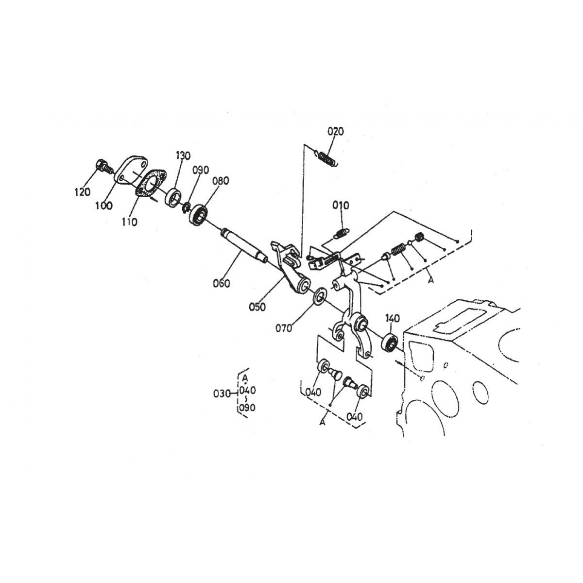 HTH44T KUBOTA V-1505— Fork Lever (Governor) Assembly Parts By Multiquip Whiteman
