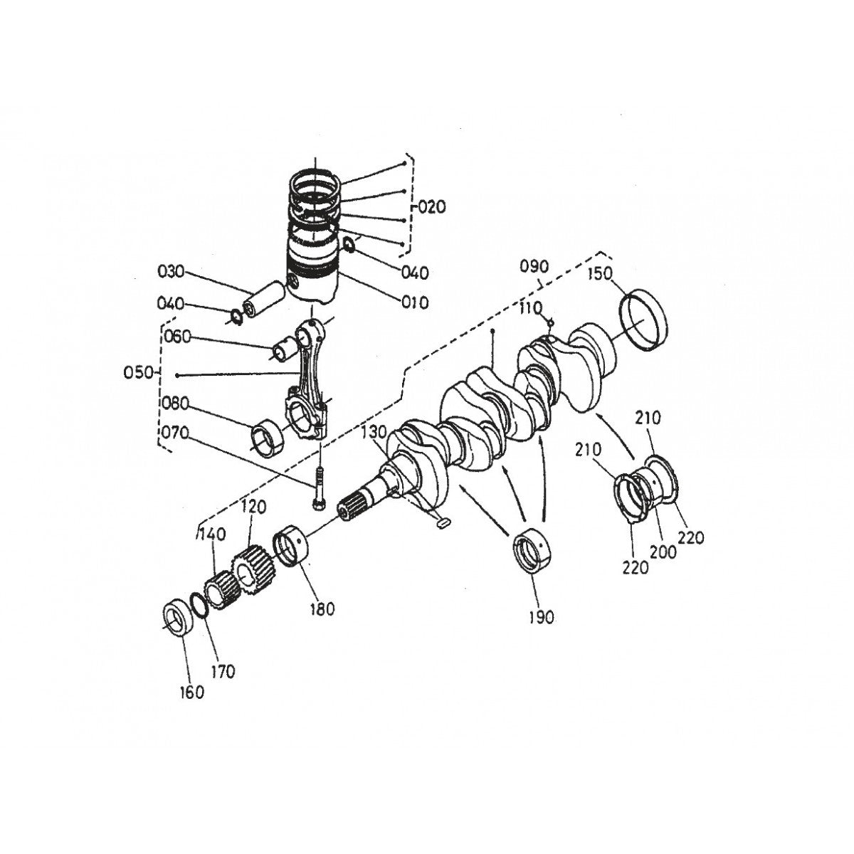 HTH44T KUBOTA V-1505 Piston And Crankshaft Assembly Parts By Multiquip Whiteman