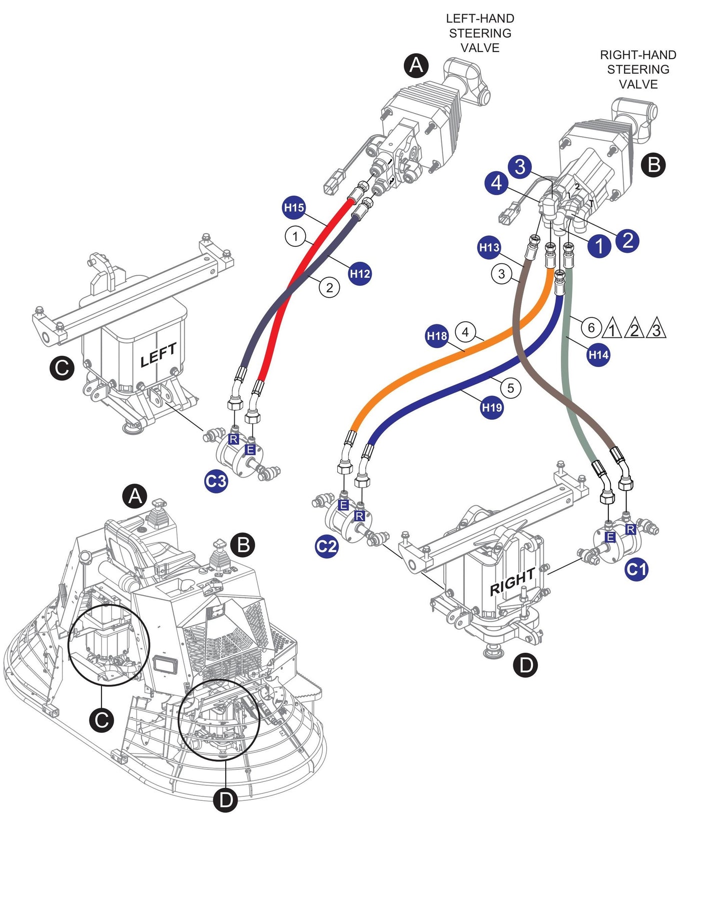 HTXG6DF SN PD2003218 And Above HYD. Hose Assembly (LH-RH Steering Valves #1) Parts