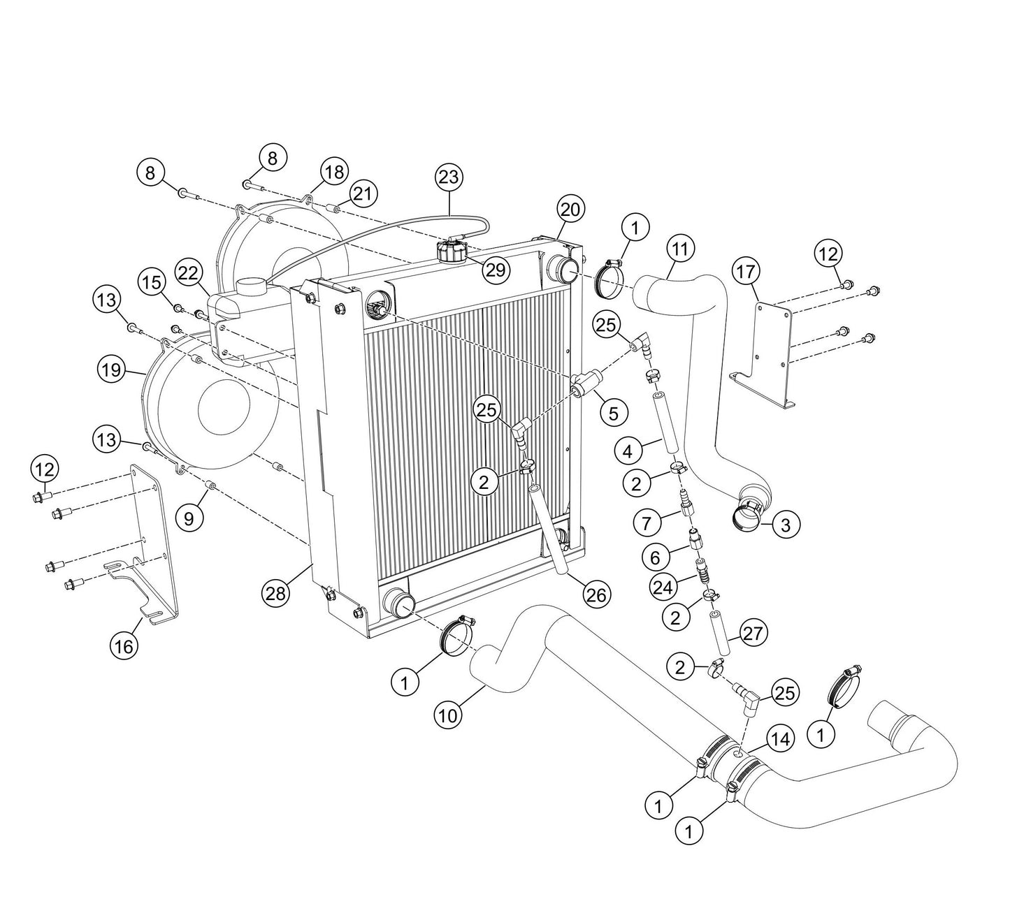 HTXG6DF SN PD2003218 And Above Radiator Mounting Hardware Assembly Parts