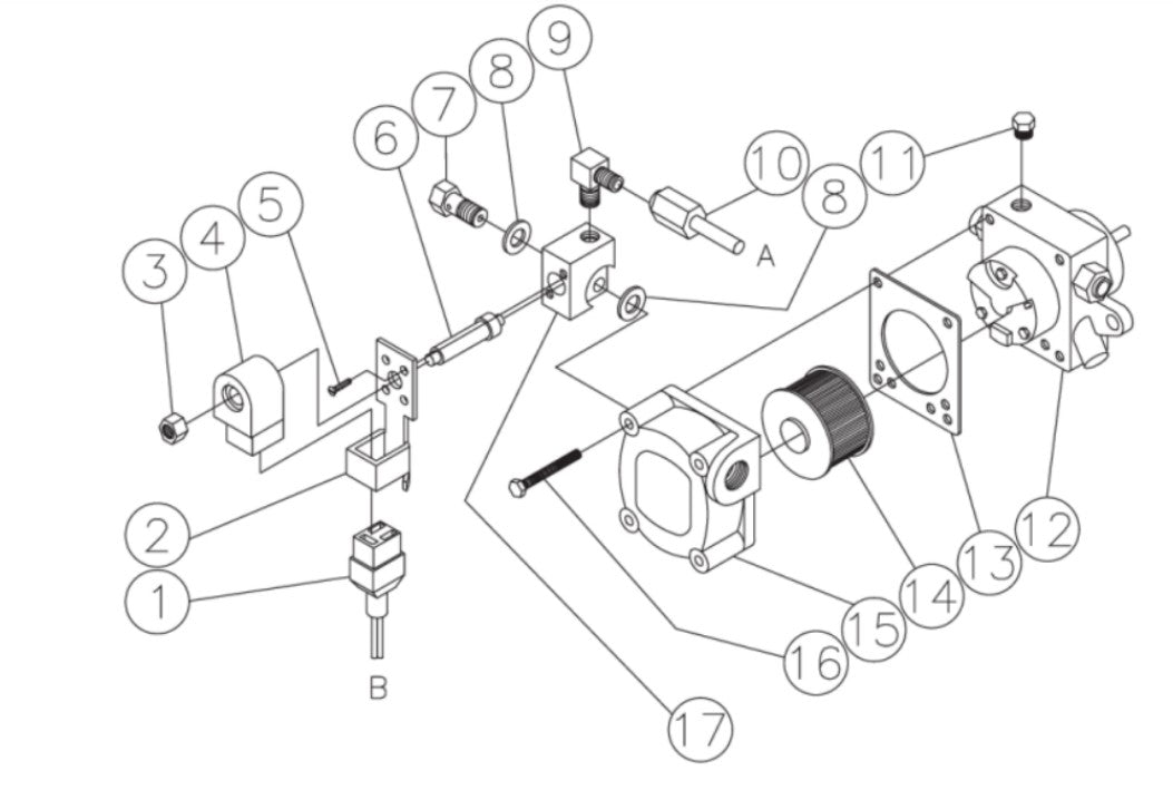 HU-1002-0M12, HU-2004-0M11, HU-3004-0M11, HU-3004-0M31 Fuel Pump & Fuel Solenoid Assembly Parts by Mi-T-M