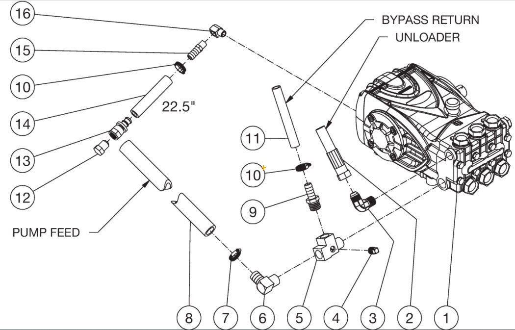 HVS-3005/3504/3506/-0K6G, HVS-3005/3504/3505/3506-0V6G, HVS-4004-0H6A, HVS-4004-0V6A Pump Plumbing Assembly  Parts by Mi-T-M