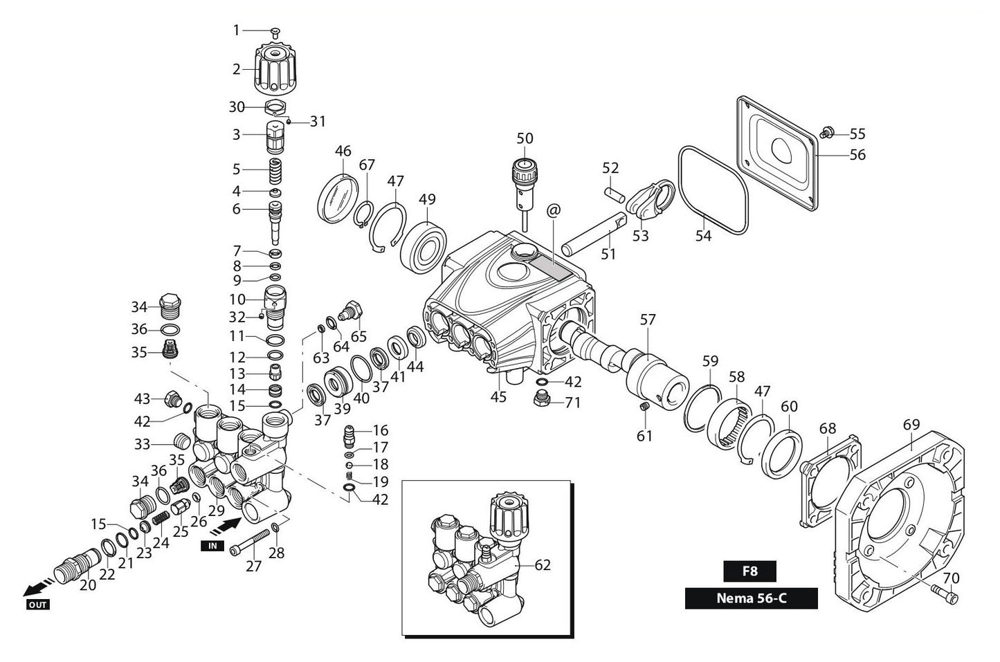BE HW152EA Pressure Washer Pump Assembly Parts by BE Power Equipment