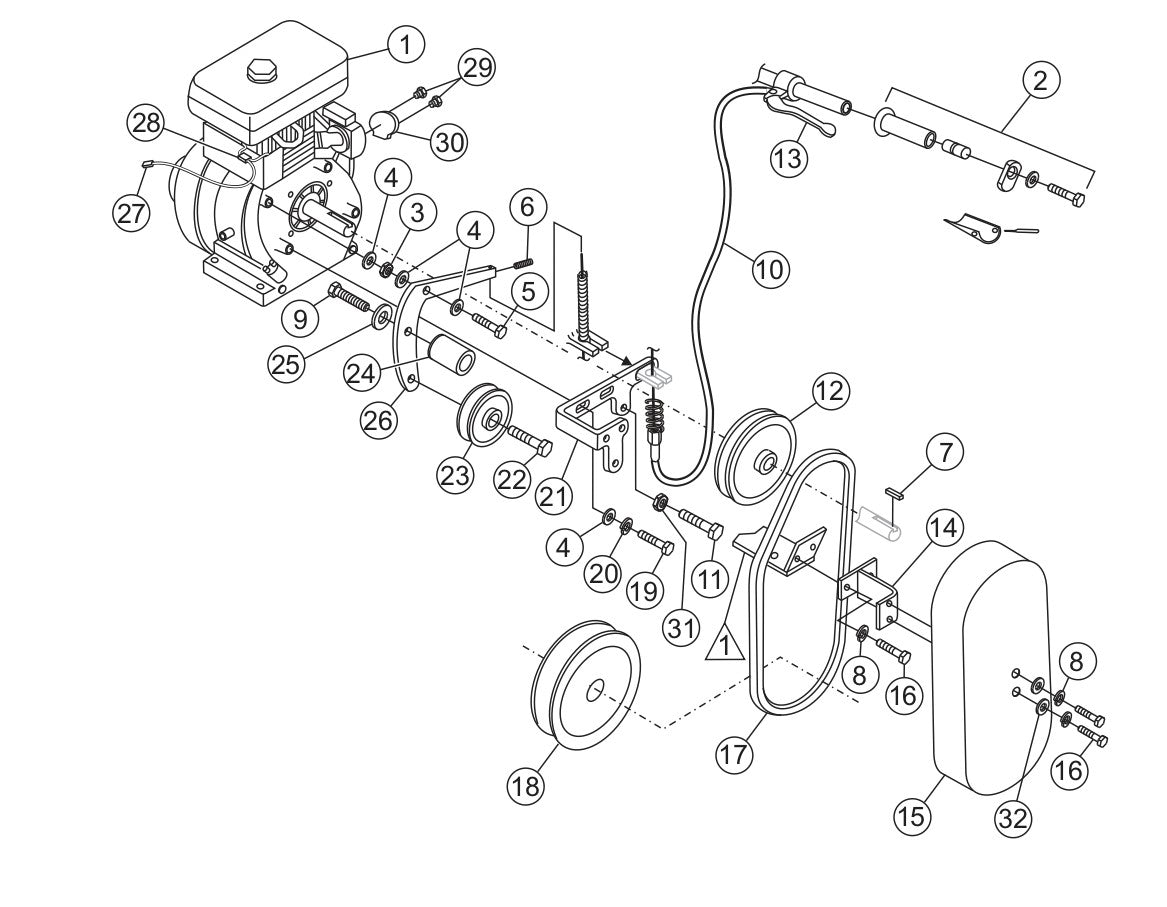 Hand Clutch Assembly Parts for JA Series Trowels by Multiquip Whiteman