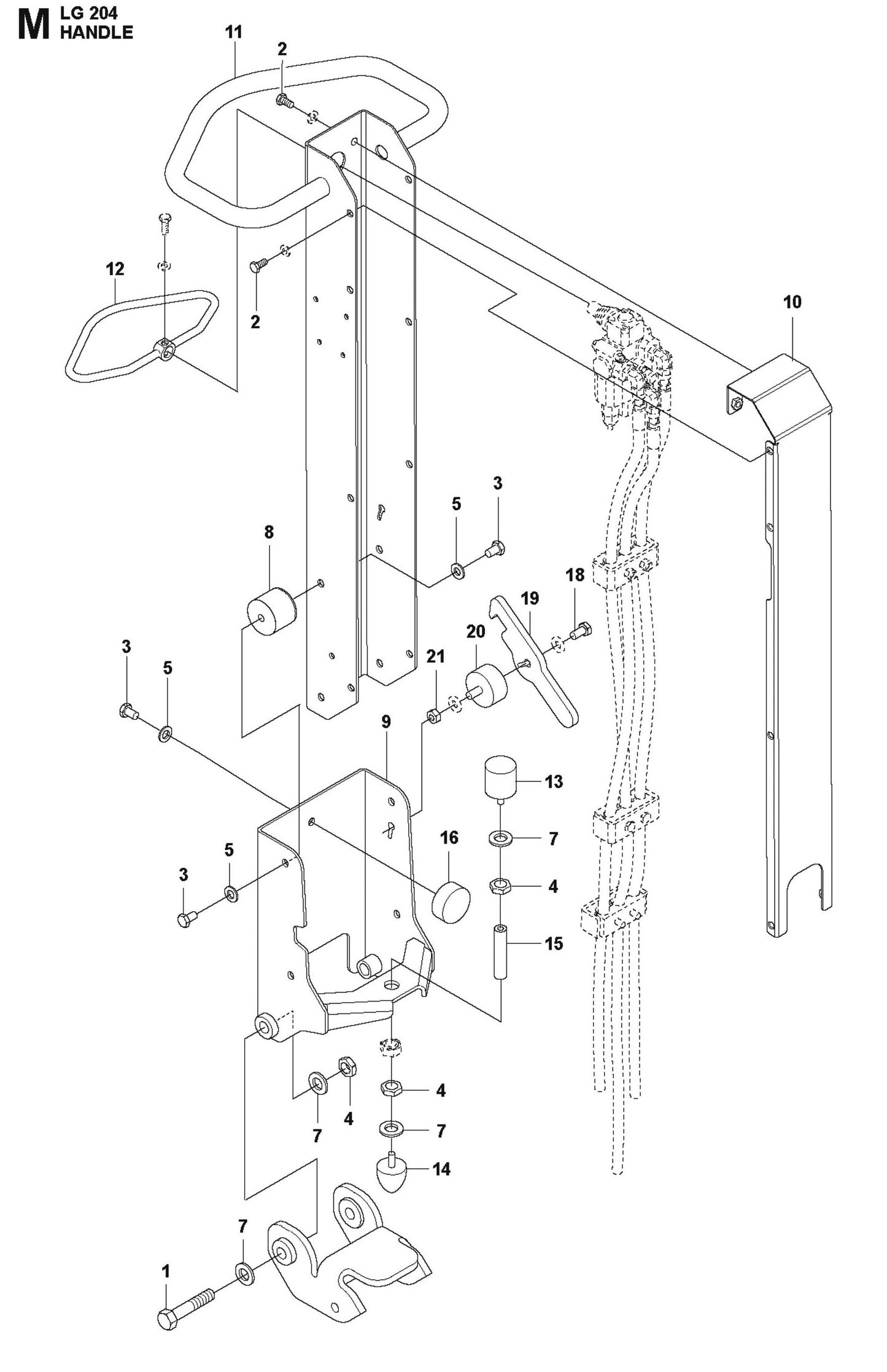 Handle Parts For LG 204 Diesel By Husqvarna