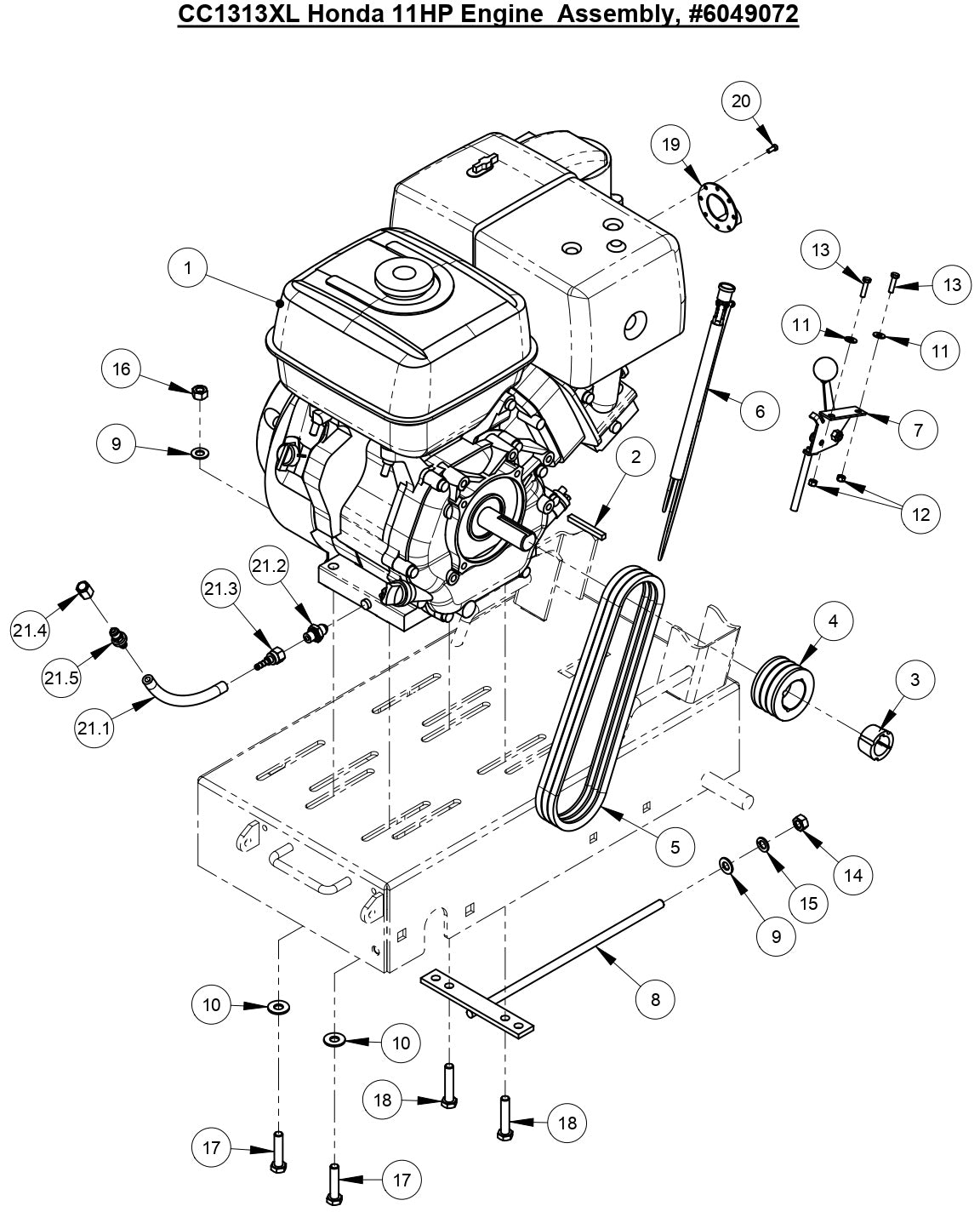 CC1313 XL Honda 11HP Engine Assembly