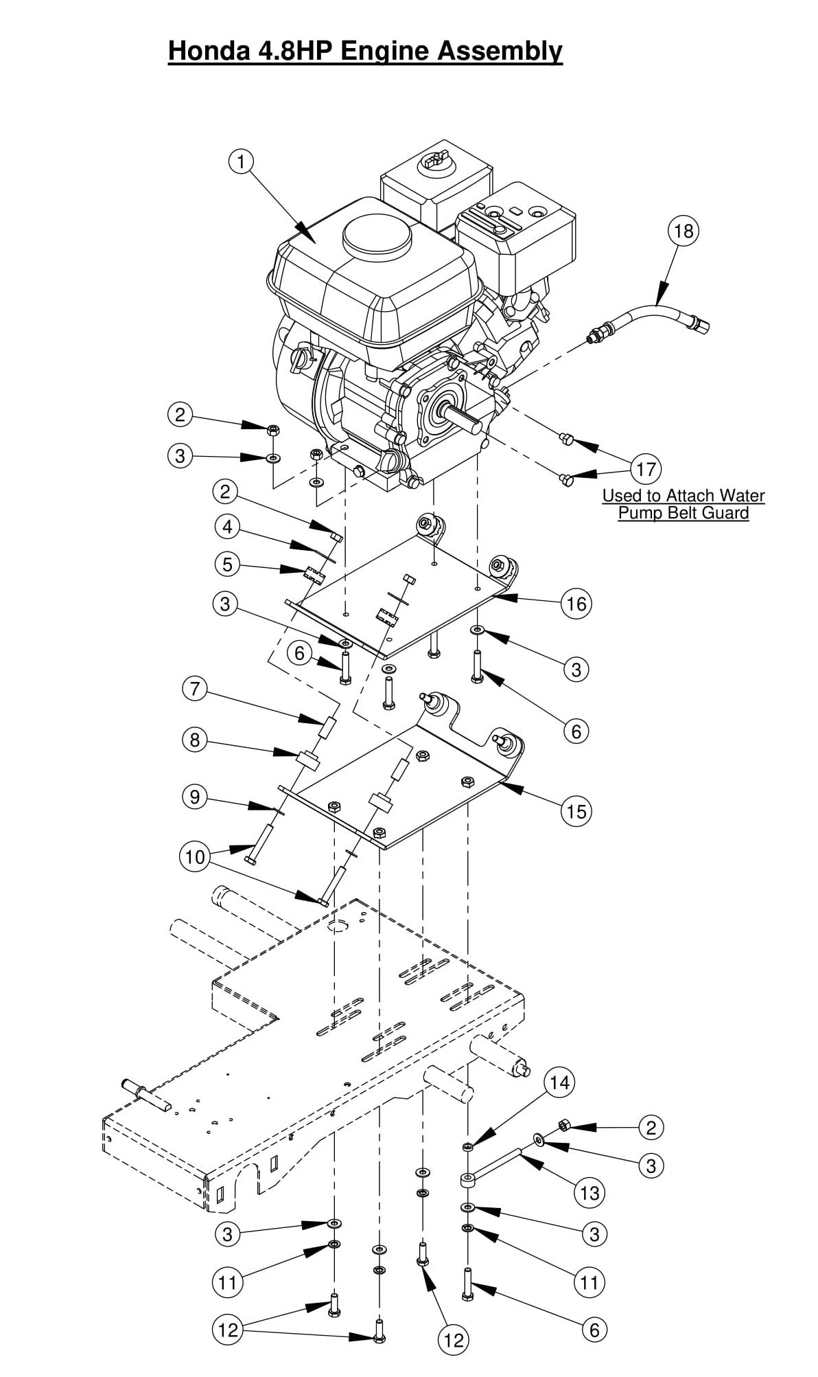 CC500 MXL2 Honda 4.8HP Engine Assembly