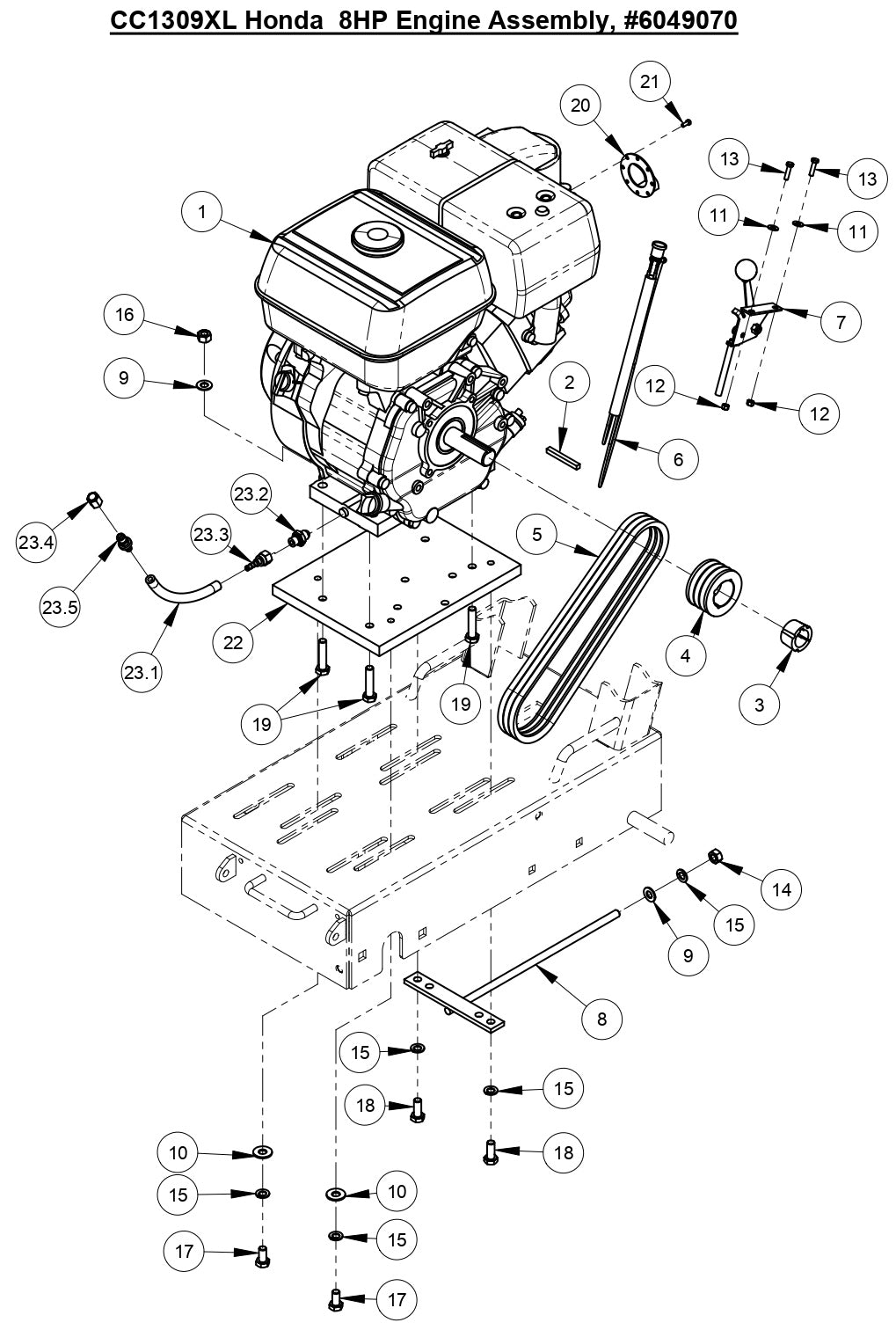 CC1309 XL Honda 8 HP Engine Assembly