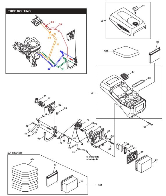 Hood, Air Filter, Carburetor For MakitaEK7651H, EK7651HD Concrete Circular Saw