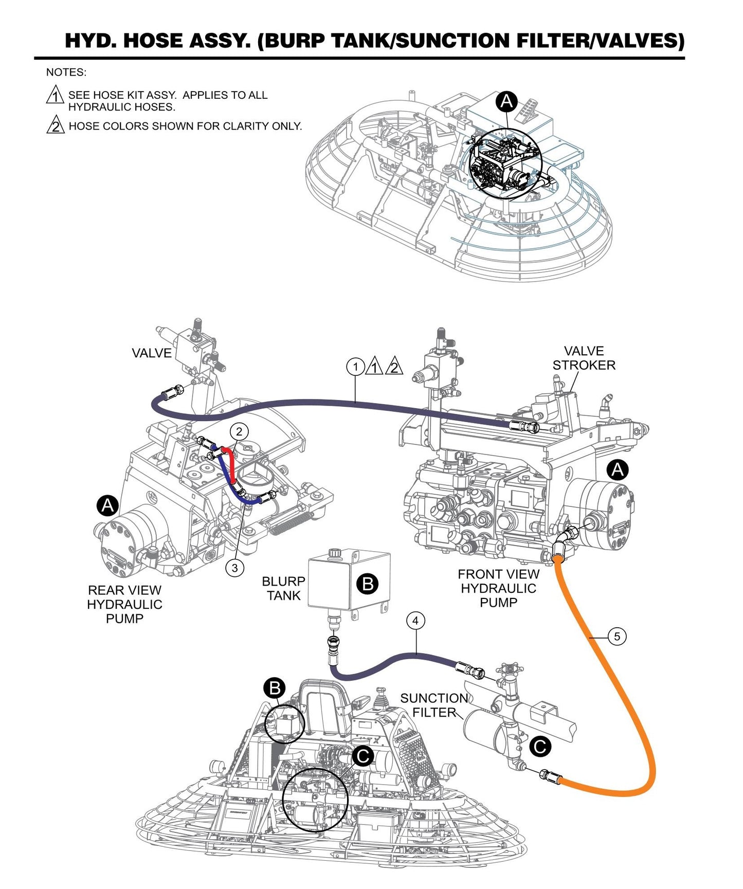 HTXD6I Hyd. Hose Assembly (Burp Tank/Sunction Filter/Valves