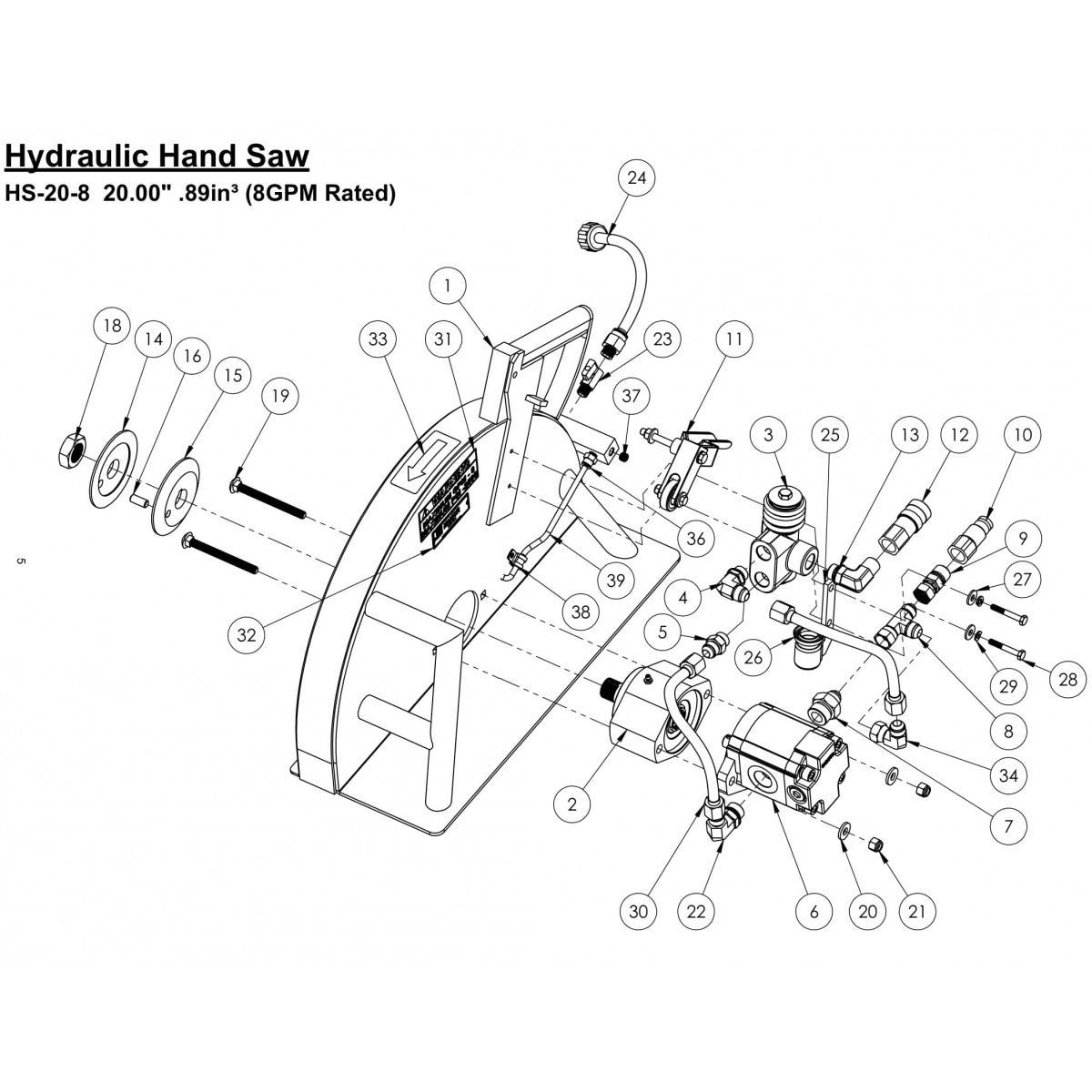 HS-20-8 Hydraulic Hand Saw Assembly Parts