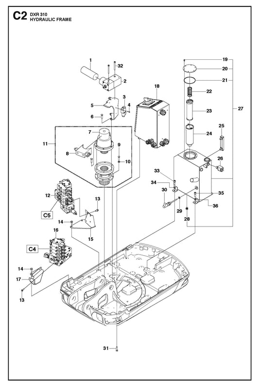 Hydraulic Frame Parts for DXR 310 By Husqvarna