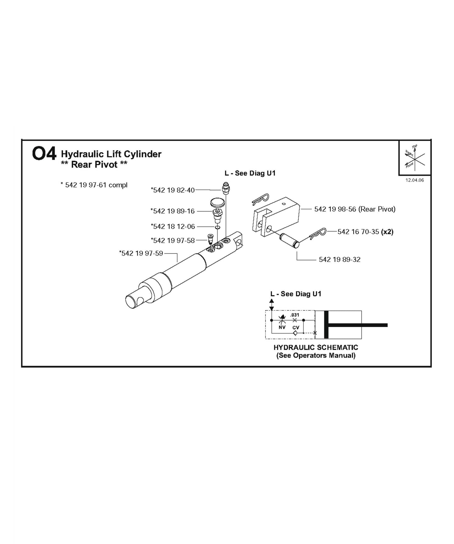 Hydraulic Lift Cylinder-Rear Pivot Parts for FS4800 D By Husqvarna
