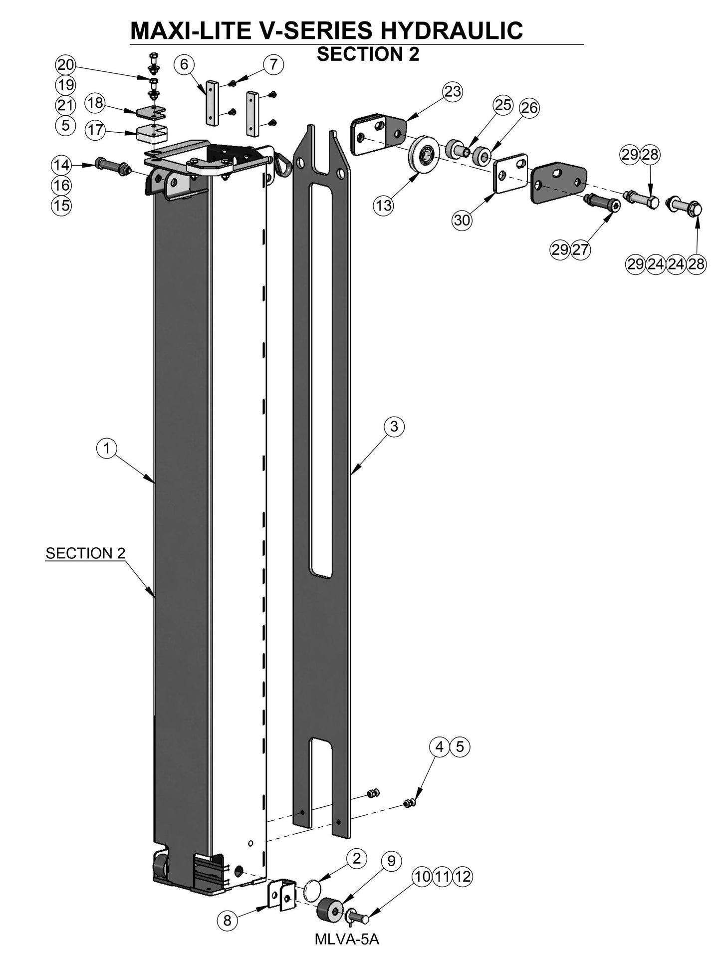 V-Series Maxi-Lite 7.5-8KW-Hydraulic Tower Section 2 Parts By Allmand