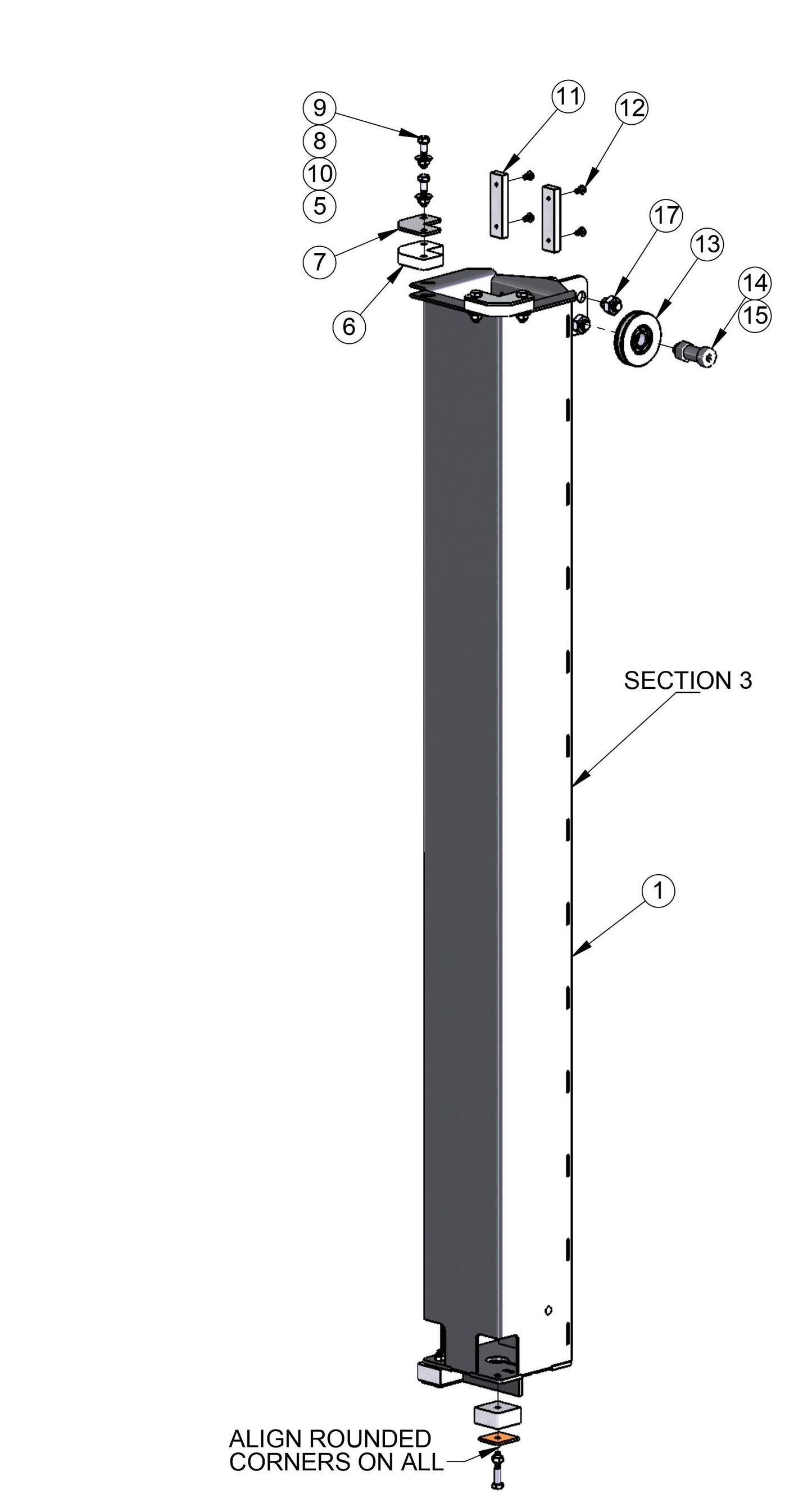 V-Series Maxi-Lite 7.5-8KW-Hydraulic Tower Section 3 Parts By Allmand
