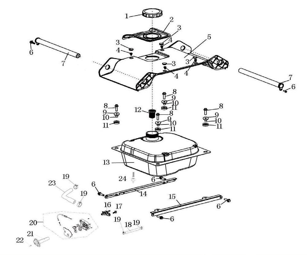 BEI3500L Inverter Generator Fuel Tank Assembly Parts by BE Power Equipment
