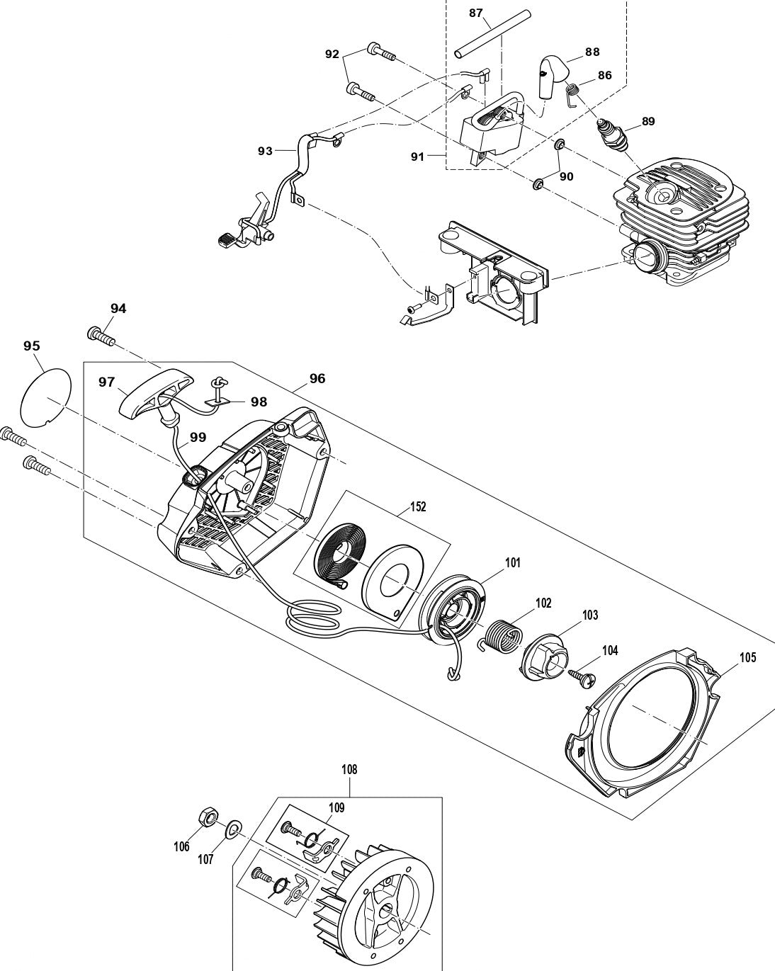 Ignition Coil, Flywheel, Starter Assembly Parts For EA3500SRDB Gas Chain Saw Parts by Makita
