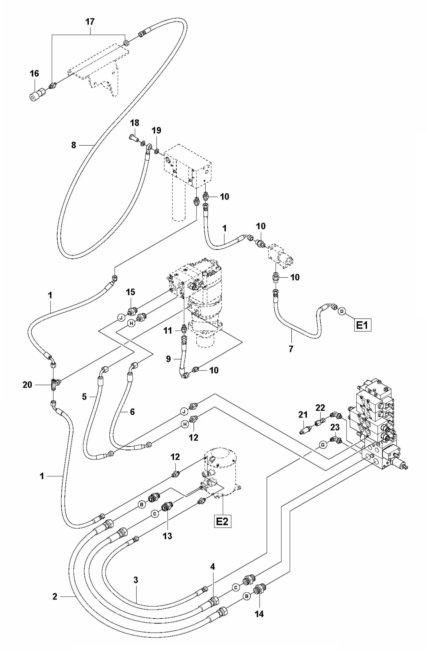DXR 140 Hydraulic Hoses Base Plate Assembly Parts