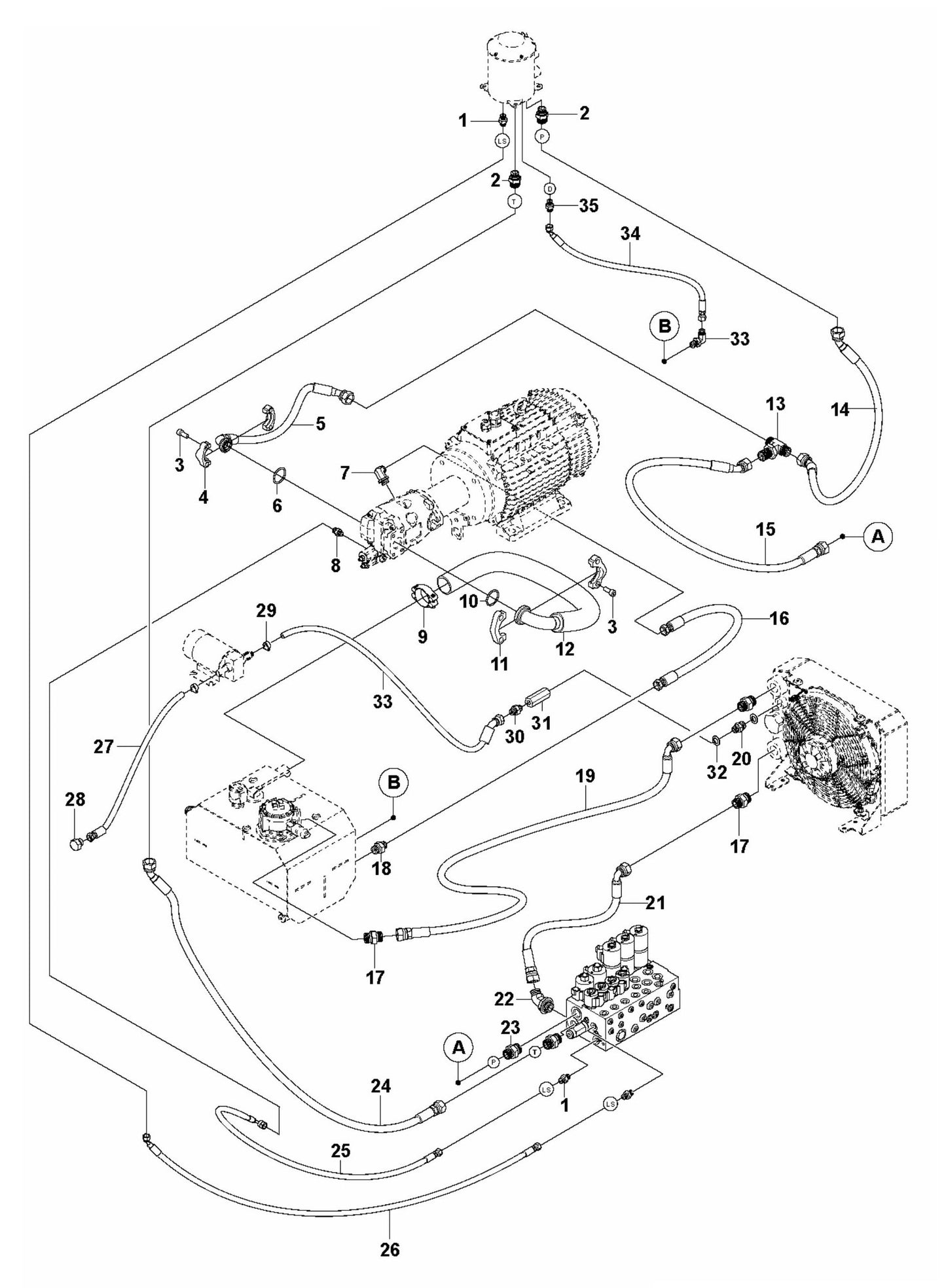 DXR 140 Hydraulic Hoses Power Pack Assembly Parts