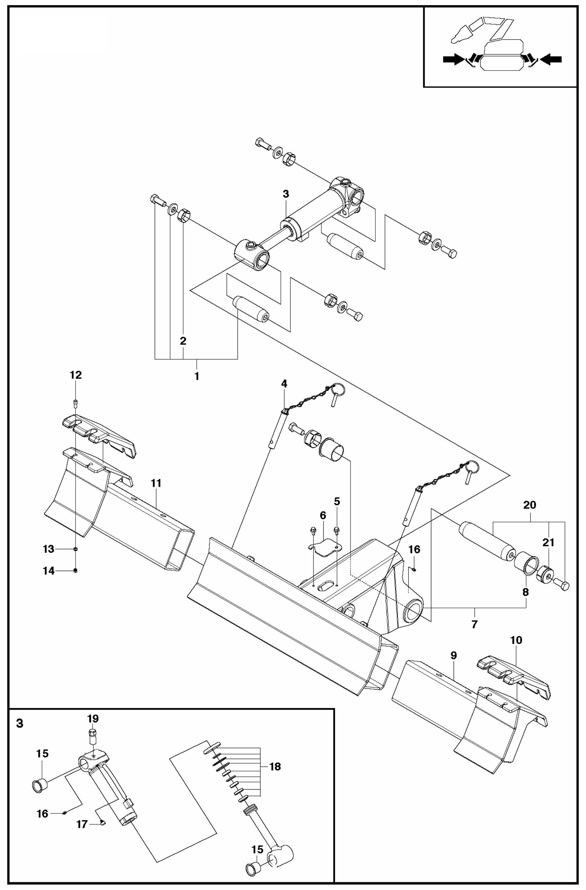 DXR 250 Snow-Dozerblade Assembly Parts