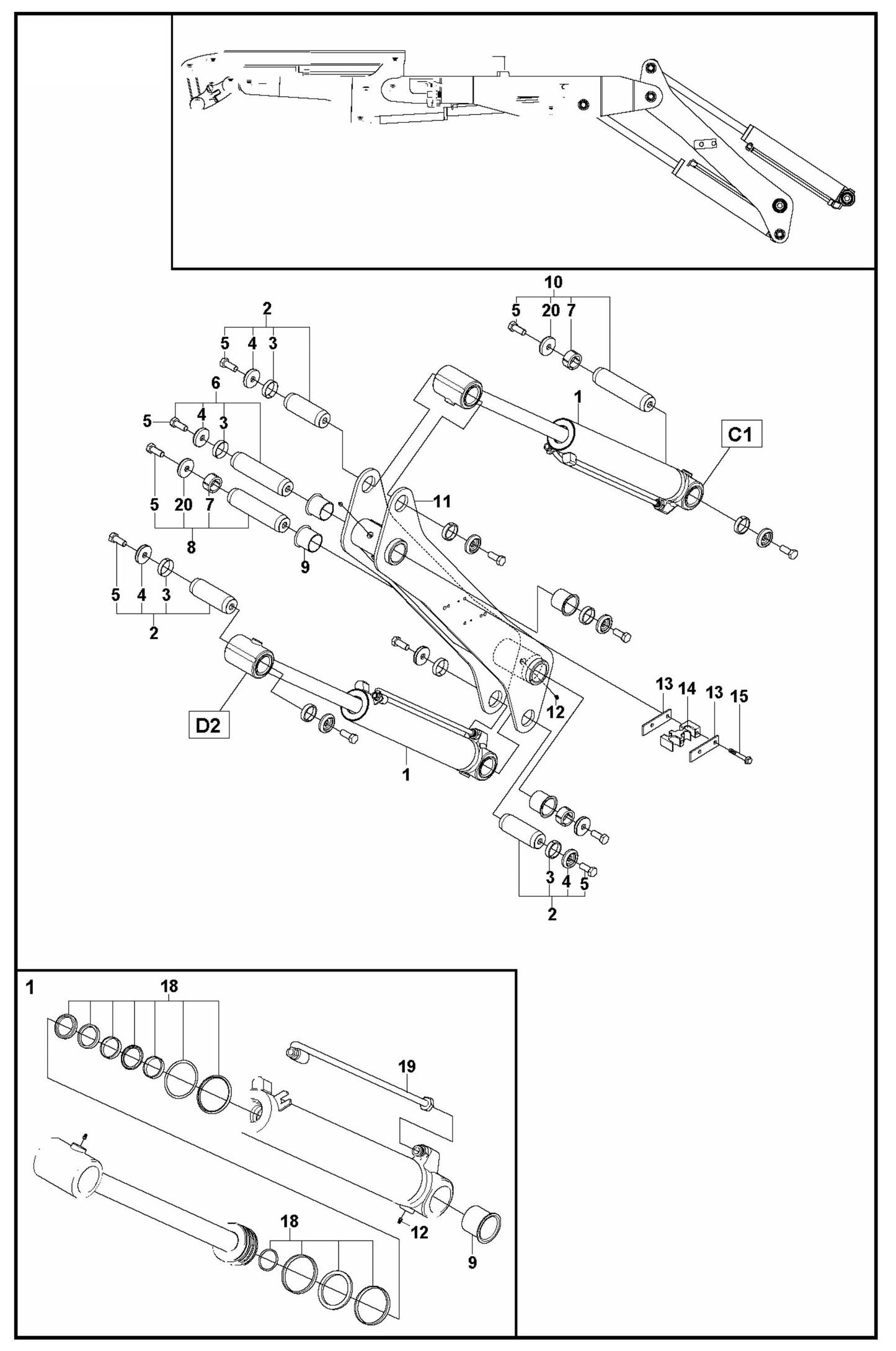 DXR 270 Arm One Assembly Parts