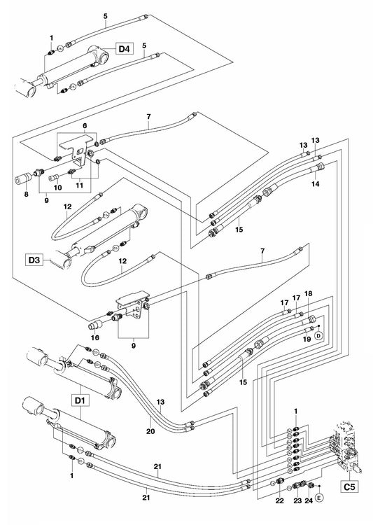 DXR 270 Hydraulic Hoses Arm Assembly Parts