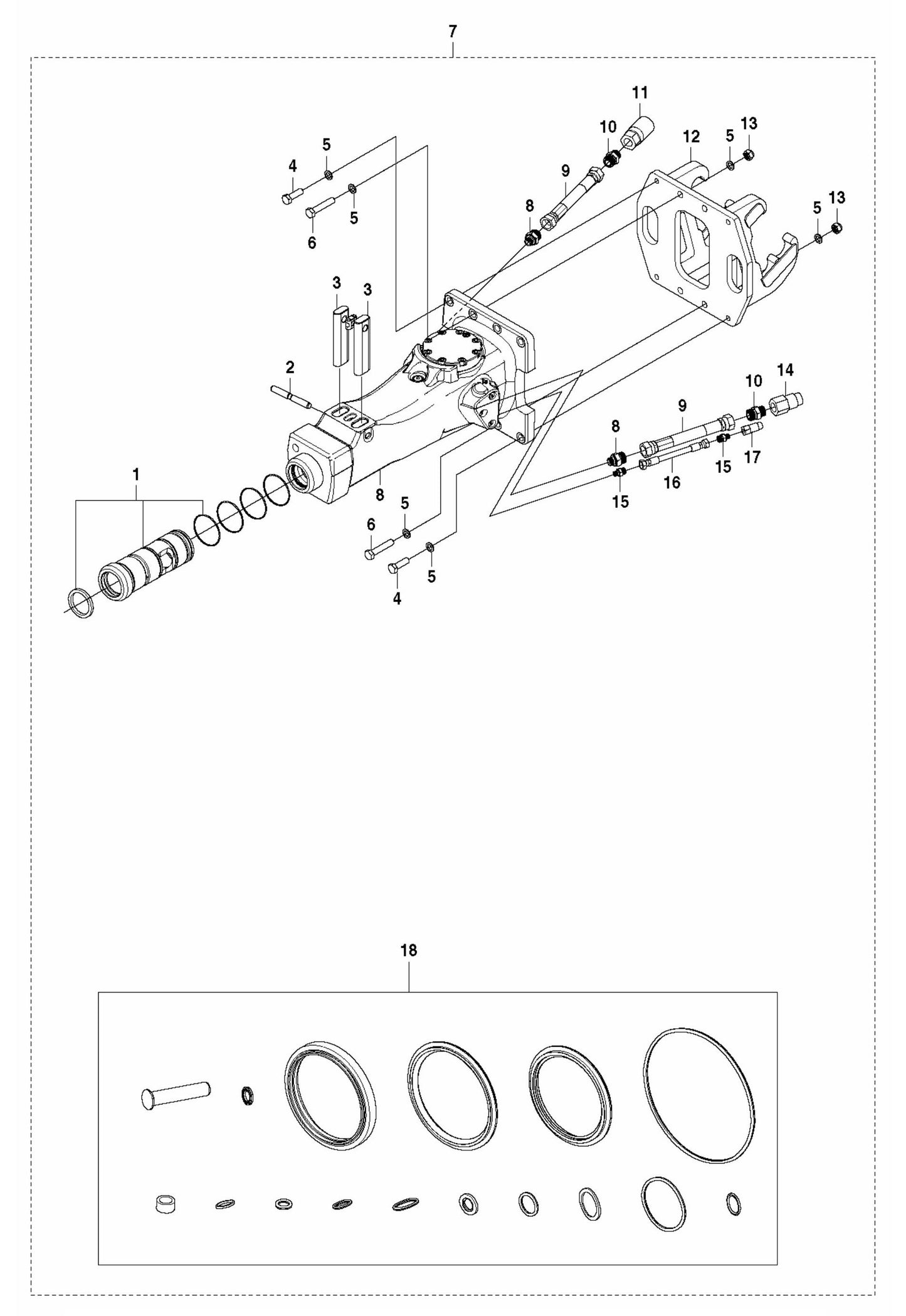 DXR 270 Hydraulic Breaker Assembly Parts