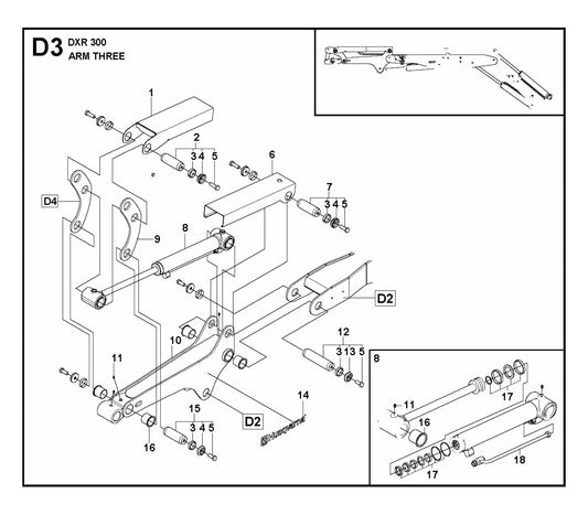 DXR 300 Arm Three Assembly Parts