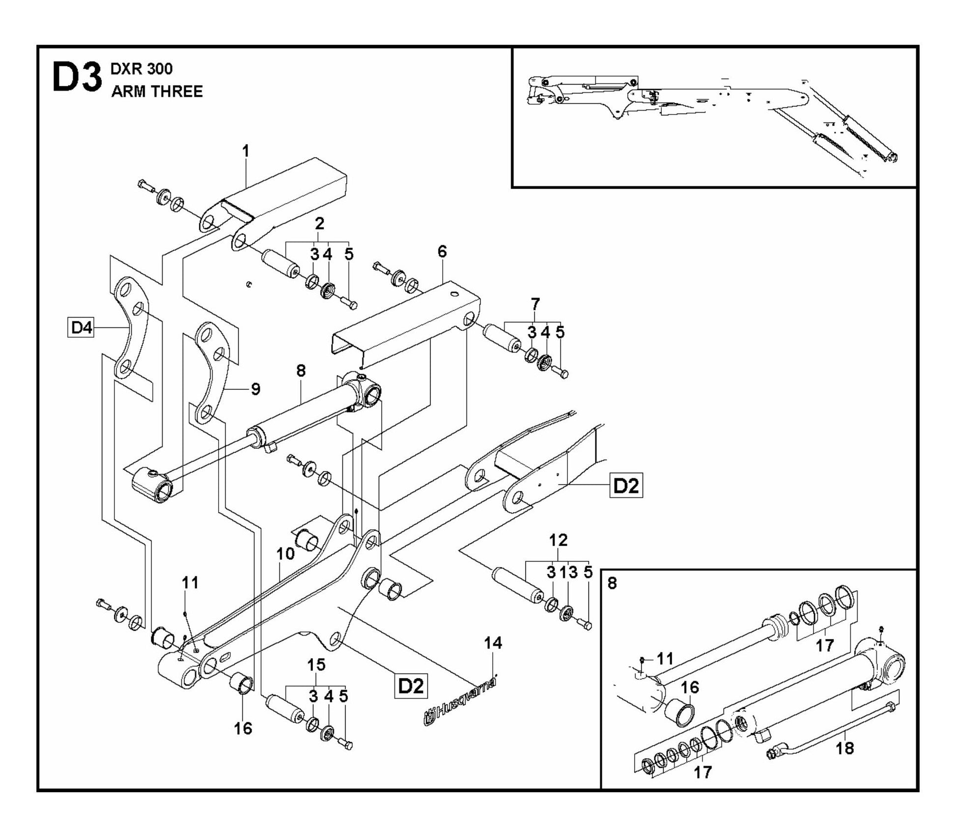 DXR 300 Arm Three Assembly Parts