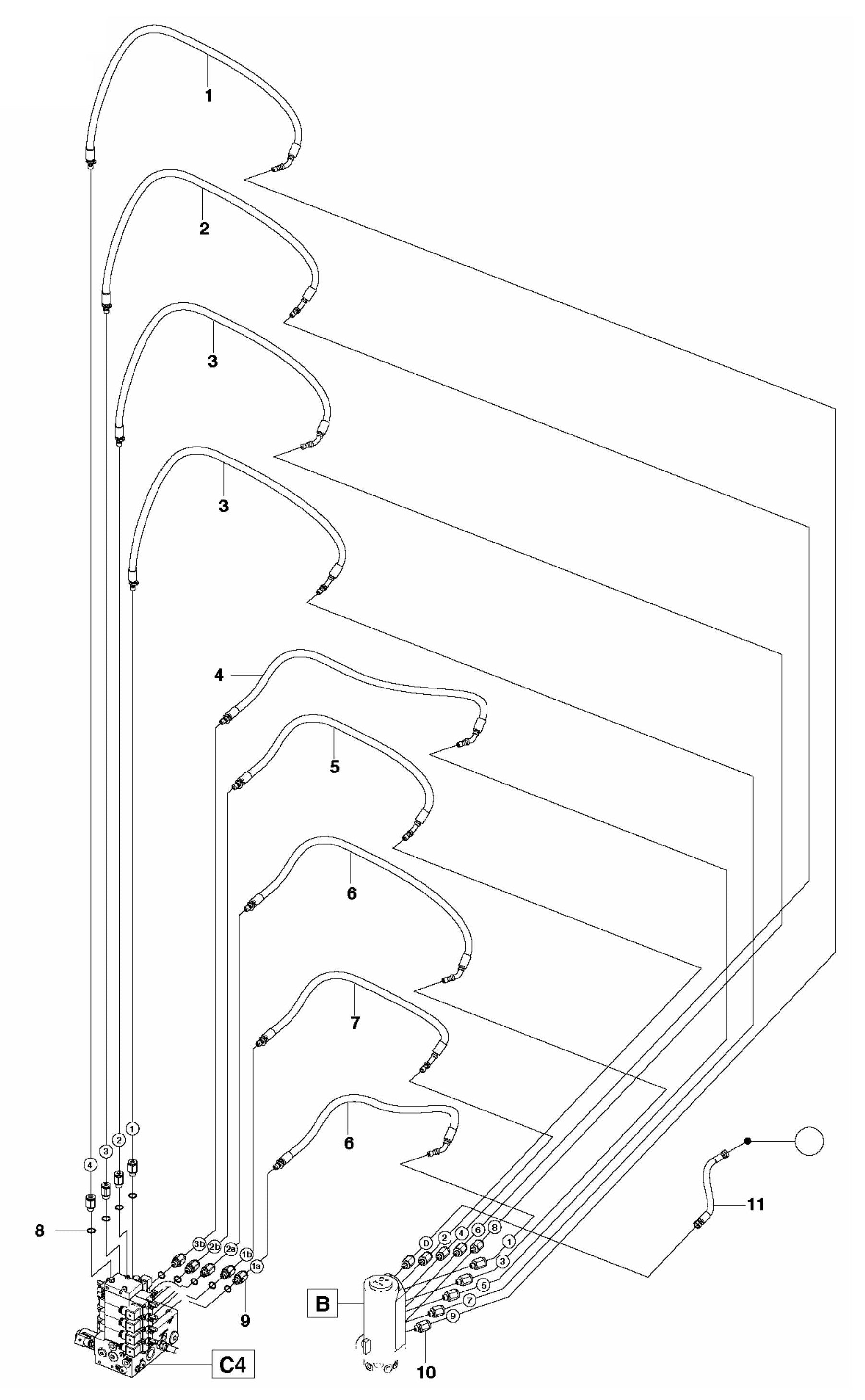 DXR 300 Hydraulic Hoses Swivel Assembly Parts