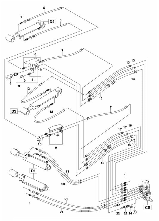 DXR 300 Hydraulic Hoses Arm Assembly Parts