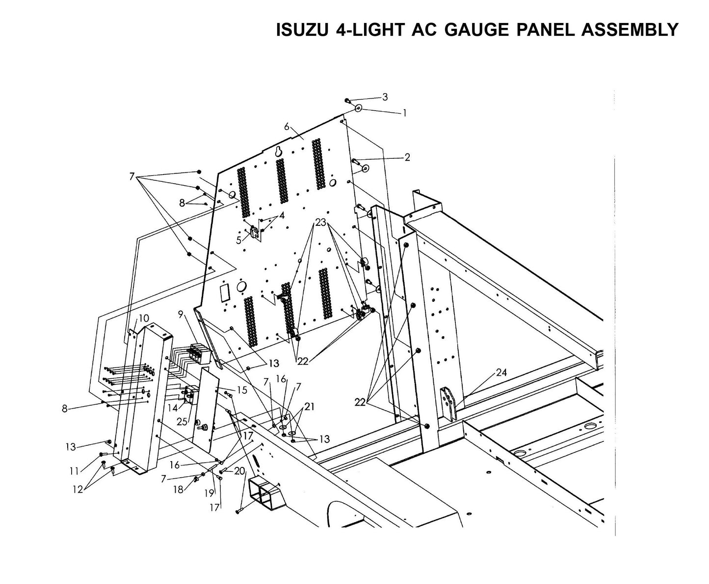 Maxi-Lite 15330 and 20330-Isuzu 4-Light AC Gauge Panel Assembly Parts By Allmand