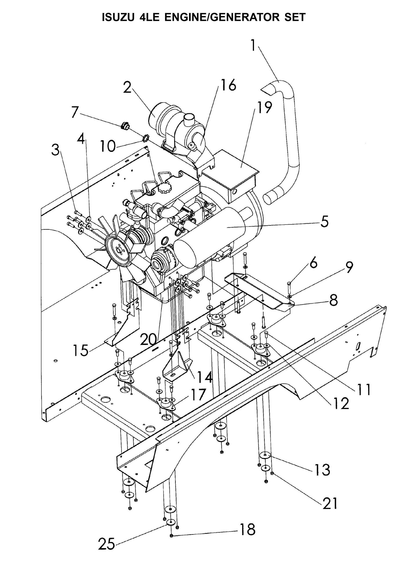 Maxi-Lite Laydown 15-20KW-Isuzu 4LE Engine/Generator Set Parts By Allmand