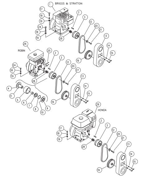 AAAAA J-Series Engiine,5.0 HP Robin,3&5 HPB&S. Parts by Multiquip Whiteman