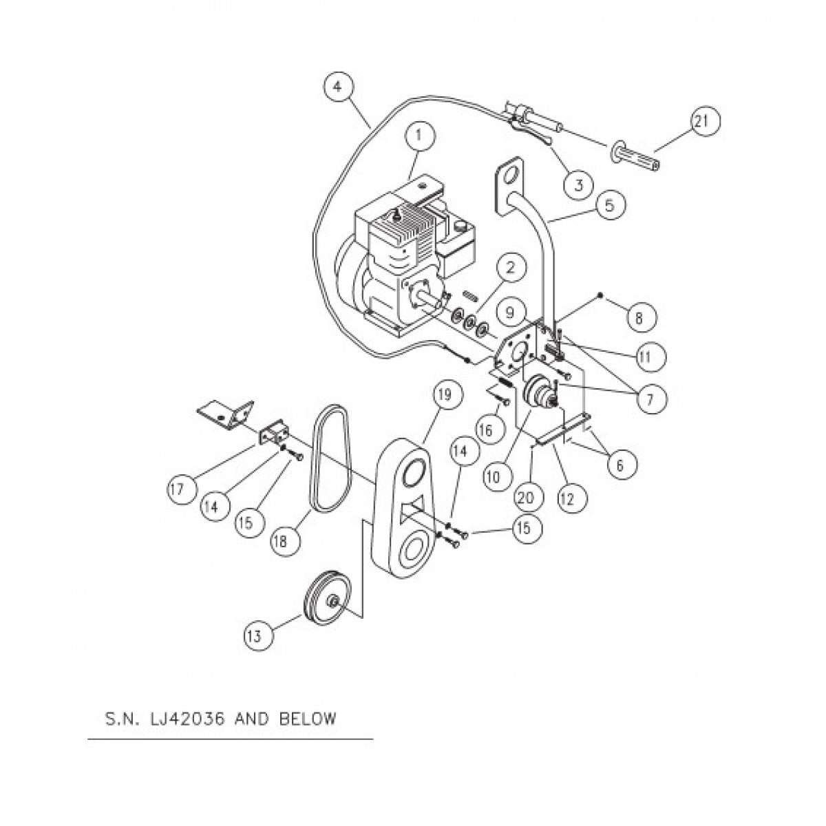 J-Series Hand Clutch Assembly with S/N LJ42036 and Below Parts by Multiquip Whiteman
