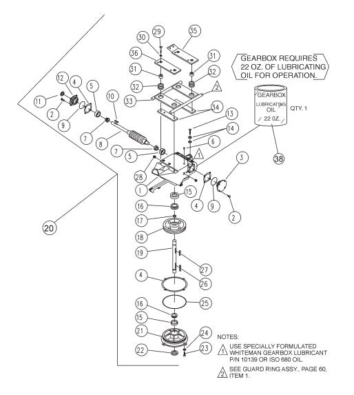 Gearbox and Engine Mounts Assembly Parts for J-Series Trowels by Multiquip Whiteman