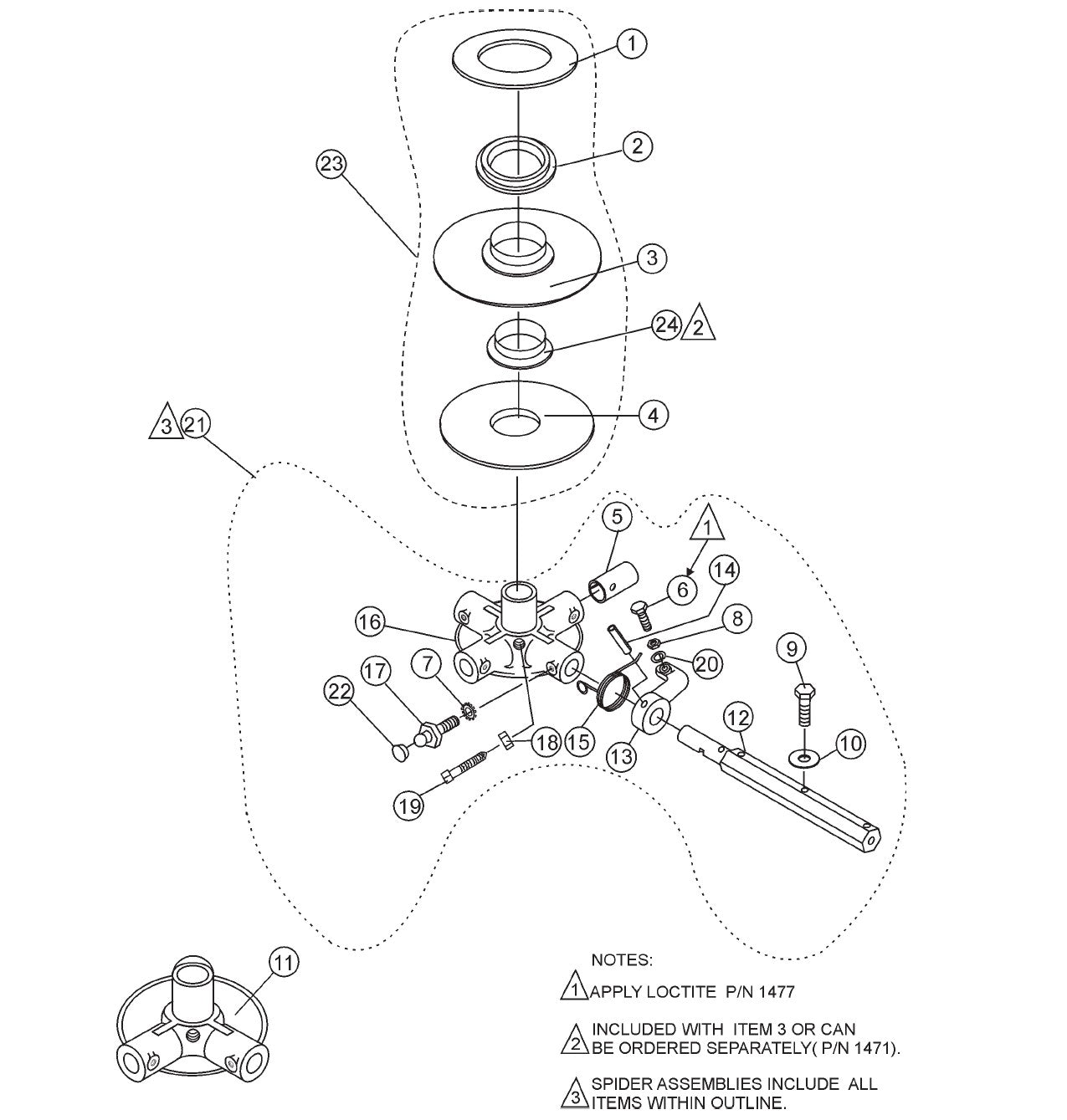 J-Series 3 and 4-Blade Spider Assembly. Parts by Multiquip Whiteman